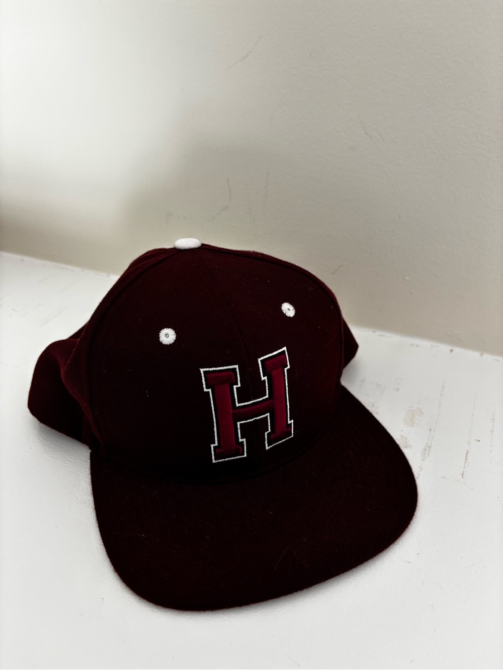 Zephyr Maroon and Gray Harvard Embroidered-Logo Baseball Cap